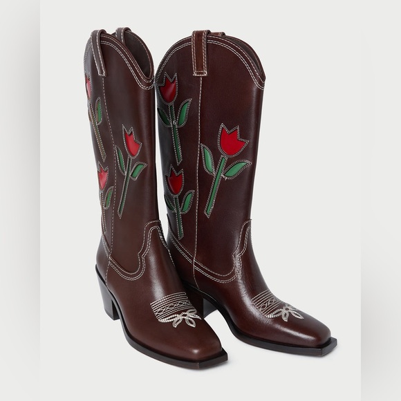 Loeffler Randall Wilder Espresso Leather Tulip Boot - Picture 2 of 11